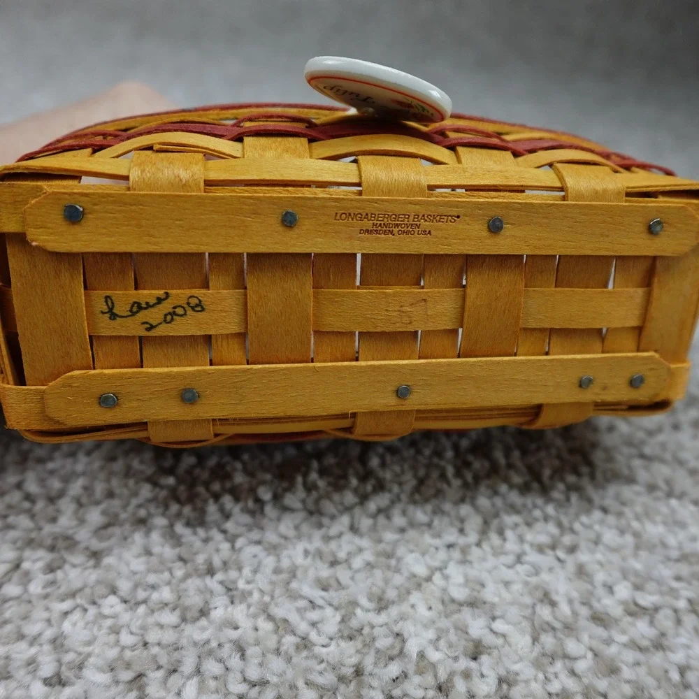 Longaberger 2008 Collectors Club May Series Miniature Tulip Basket Set Box Liner
